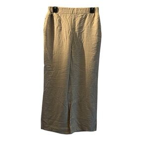 Happily Grey Cream Wide Leg Elastic Waist Pants Large Casual Beachy Vacation